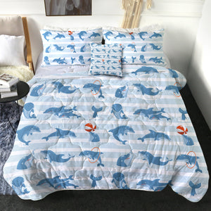 Stripe Playing Dolphin SWBD3485 Comforter Set