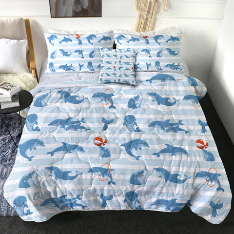 Image of Stripe Playing Dolphin SWBD3485 Comforter Set