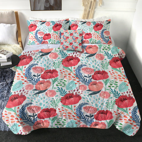 Image of Red & Pink Tulips SWBD3486 Comforter Set