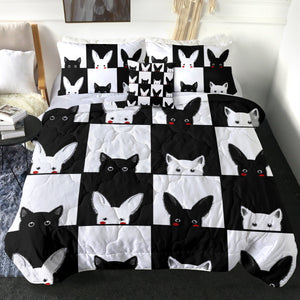 B&W Rabbits & Cats Checkerboard SWBD3489 Comforter Set