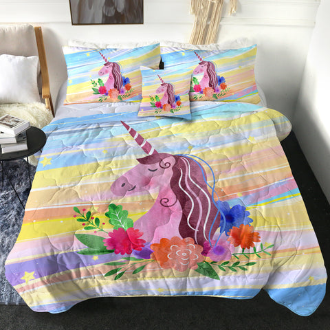 Image of Floral Unicorn SWBD3583 Comforter Set