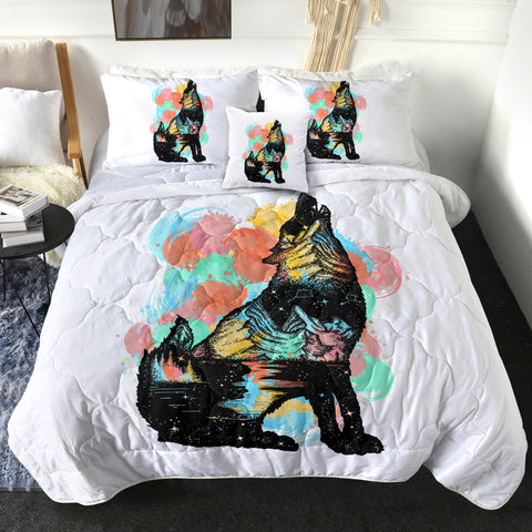 Image of Colorful Spray Wolf SWBD3584 Comforter Set