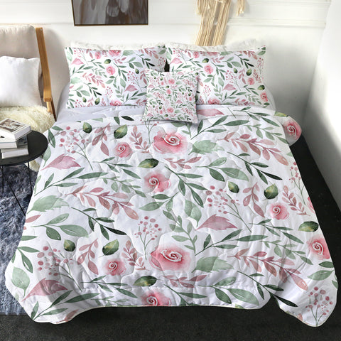 Image of Pink Rose Monogram SWBD3588 Comforter Set