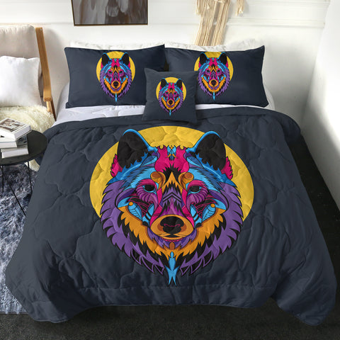 Image of Colorful Wolf Illustration SWBD3594 Comforter Set