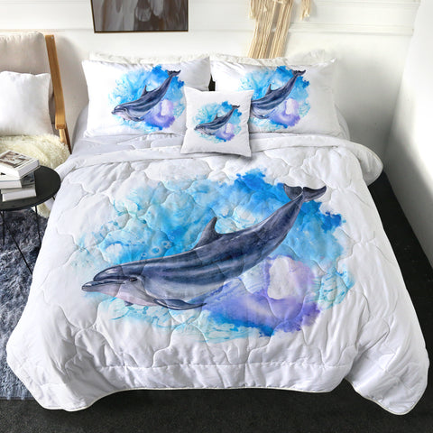 Image of Blue Spray Dolphin SWBD3596 Comforter Set