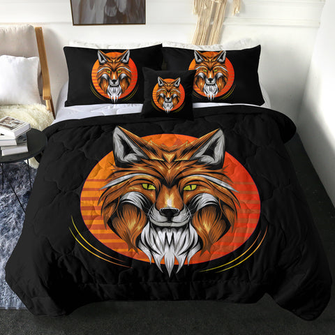 Image of Orange Wolf Illustration SWBD3597 Comforter Set