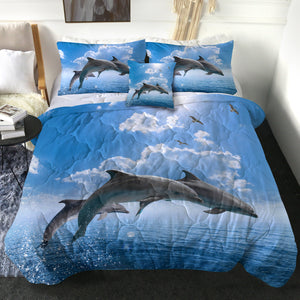 Dolphins Jumping Over Ocean SWBD3614 Comforter Set