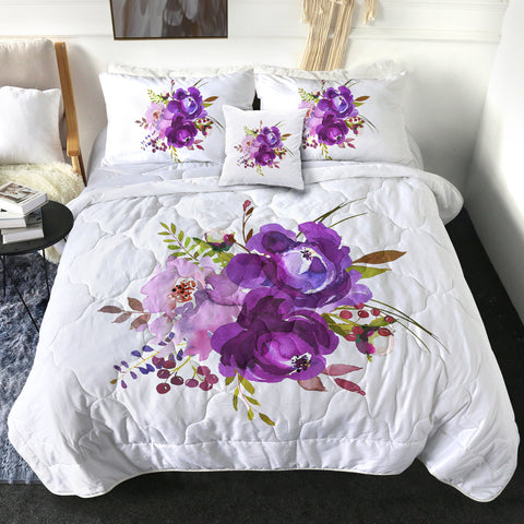 Image of Purple Flower SWBD3615 Comforter Set