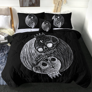 B&W Yin Yang Skull Sketch SWBD3649 Comforter Set