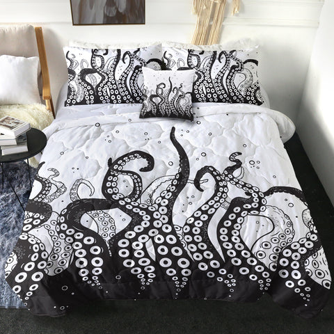 Image of B&W Octopus's Tentacles SWBD3654 Comforter Set