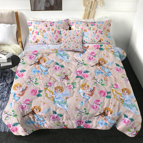 Image of Pink Roses & Playing Music Angels SWBD3660 Comforter Set
