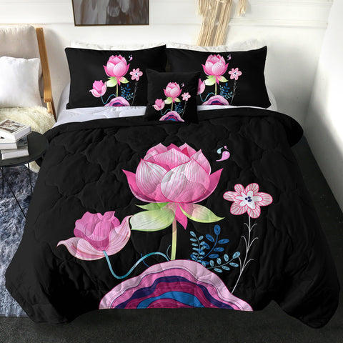 Image of Lotus Flowers Illustration SWBD3661 Comforter Set