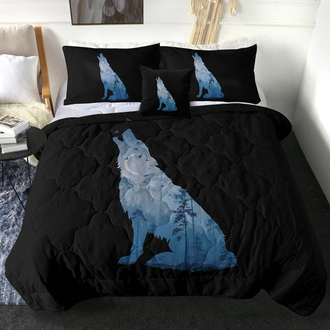 Image of Night Forest Wolf SWBD3673 Comforter Set