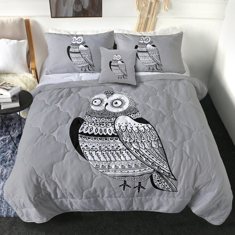 Image of B&W Aztec Owl SWBD3674 Comforter Set
