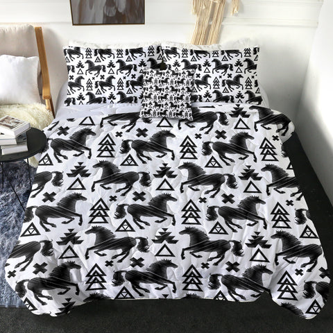 Image of Multi Triangles & Black Horses SWBD3678 Comforter Set