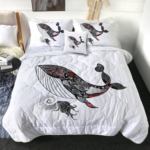 Image of Pattern On Whale Sketch SWBD3684 Comforter Set
