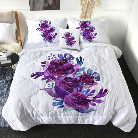 Image of Gradient Blue&Purple Roses SWBD3691 Comforter Set