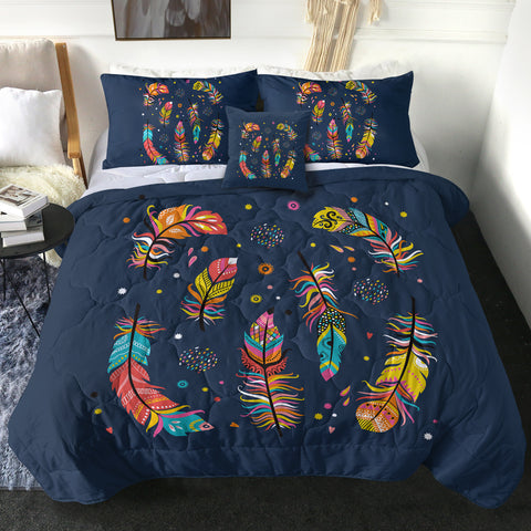 Image of Colorful Feather & Dot SWBD3697 Comforter Set