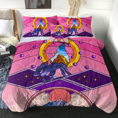 Image of Universe Wolf - Mountain Illustration SWBD3703 Comforter Set