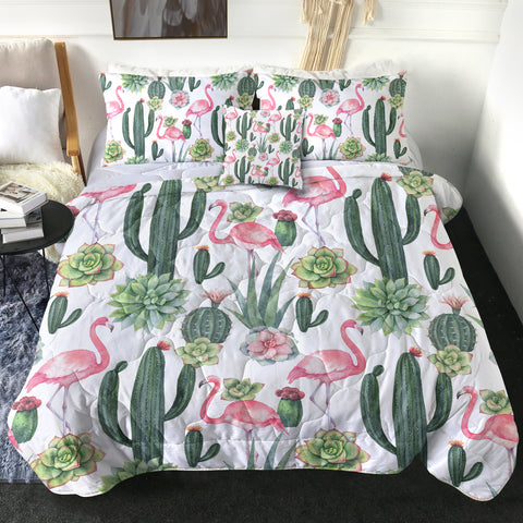 Image of Cactus FLower and Flamingos SWBD3745 Comforter Set