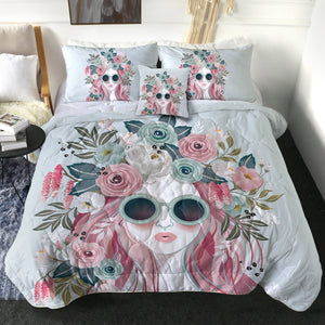 Pretty Floral Girl Illustration SWBD3748 Comforter Set