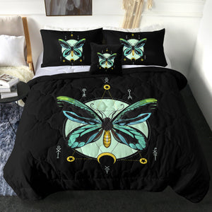 Neon Green and Blue Gradient Butterfly Illustration SWBD3751 Comforter Set