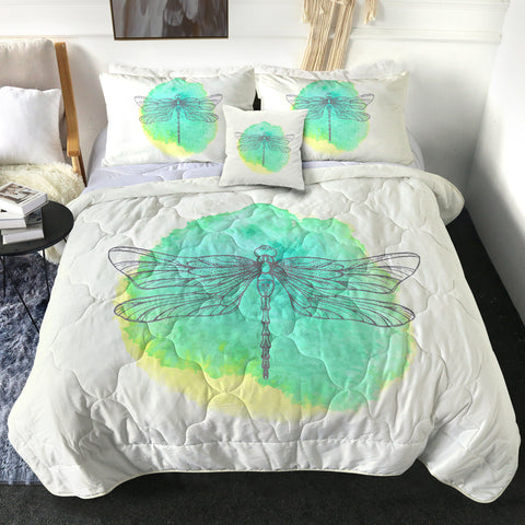 Image of Light Green Spray and Butterfly Line Sketch SWBD3753 Comforter Set