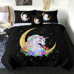 Cute Half Moon Cartoon Unicorn SWBD3762 Comforter Set