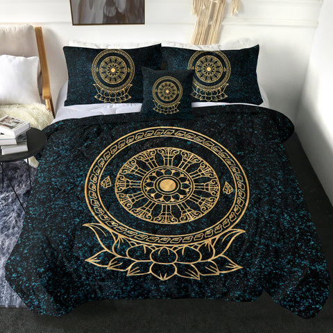 Image of Gold Metal Lotus Mandala SWBD3797 Comforter Set