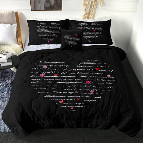 Image of Love Text in Heart SWBD3799 Comforter Set