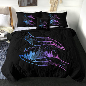 Gradient Blue & Purple Night Forest in Hands SWBD3805 Comforter Set