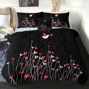 Heart Flower in Black SWBD3806 Comforter Set