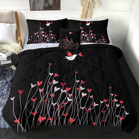 Image of Heart Flower in Black SWBD3806 Comforter Set