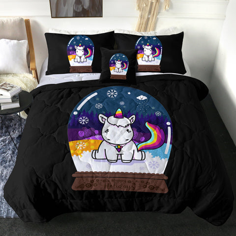 Image of Cute Unicorn in Snow Globe SWBD3809 Comforter Set