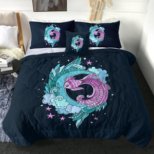 Purple Fish and Water Japanese Art SWBD3810 Comforter Set