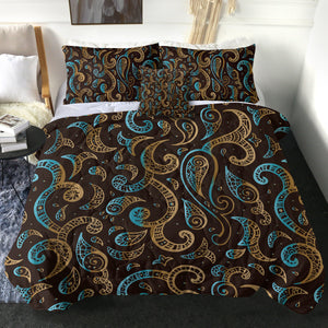 Gold Bandana Pattern in Brown SWBD3812 Comforter Set