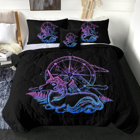 Image of Gradient Unicorn & Compass Sketch SWBD3814 Comforter Set