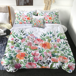 Orange & Pink Roses Watercolor SWBD3818 Comforter Set