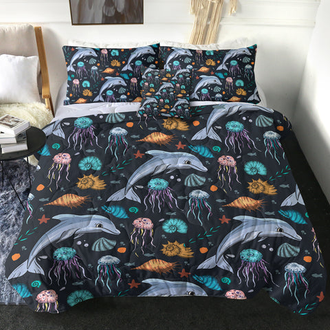 Image of Cute Marine Creature Monogram Illustration SWBD3819 Comforter Set