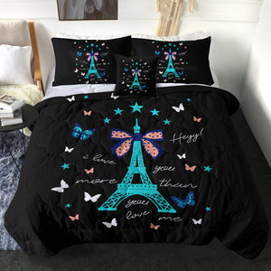I love You More - Cute Butterfly & Eiffel SWBD3824 Comforter Set