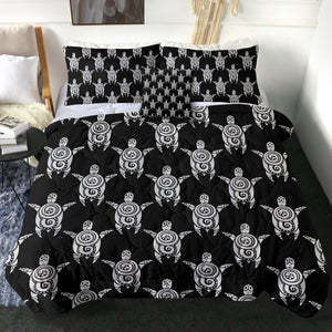 Black & Grey Mandala Turtle Monogram SWBD3861 Comforter Set