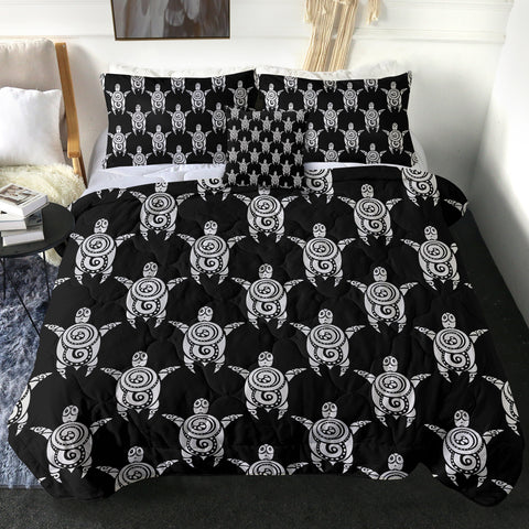 Image of Black & Grey Mandala Turtle Monogram SWBD3861 Comforter Set