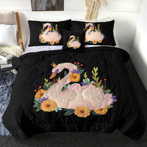 Floral Mute Swan Illustration Art SWBD3882 Comforter Set