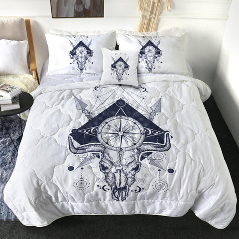 Image of Vintage Buffalo Skull & Compass Sketch SWBD3928 Comforter Set