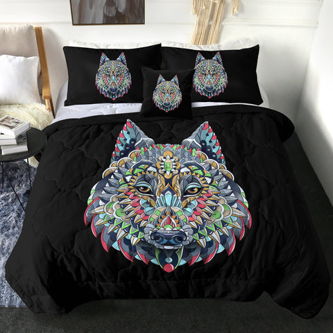 Image of Colorful Geometric Grey Wolf SWBD3935 Comforter Set