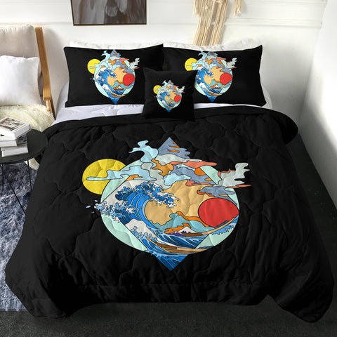 Image of Ocean Waves Japan Art SWBD3937 Comforter Set