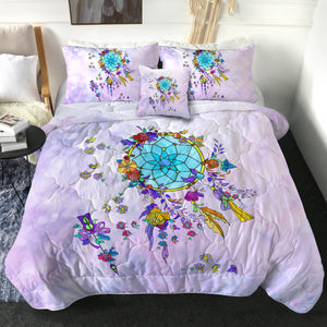 Multicolor Floral Dream Catcher Purple Theme SWBD3942 Comforter Set