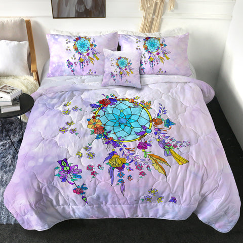 Image of Multicolor Floral Dream Catcher Purple Theme SWBD3942 Comforter Set