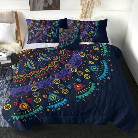 Image of Colorful Cartoon Mandala Navy Theme SWBD4097 Comforter Set