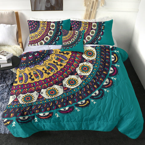 Image of Colorful Geometric Cartoon Mandala Turquoise Theme SWBD4098 Comforter Set